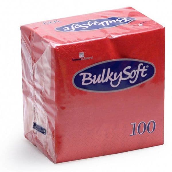 BulkySoft Table Top Servietten 100% Zellstoff 2-lagig 1/4-Falz rot