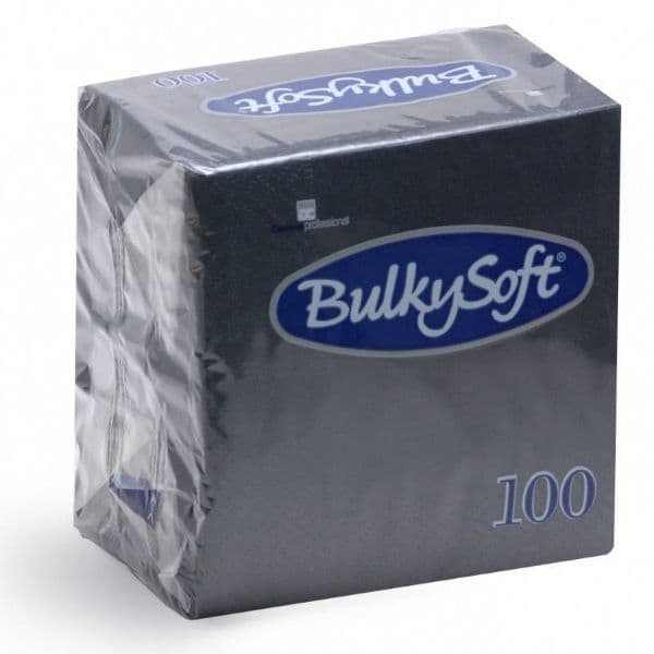 BulkySoft Table Top Servietten 100% Zellstoff 2-lagig 1/4-Falz schwarz