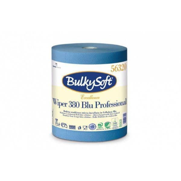 Jumbo-Reinigungsrolle BulkySoft Blue Power 100% Zellstoff 3-lagig