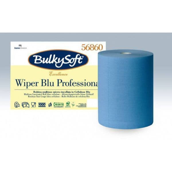 Maxi-Reinigungsrolle BulkySoft Blue Power 100% Zellstoff 3-lagig