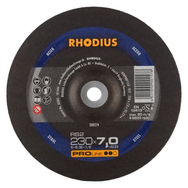 RHODIUS RS2 Schruppscheibe 230 x 7,0 x 22,23mm Stahl