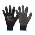 Feinstrickhandschuhe mit PU-Beschichtung schwarz