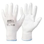 Feinstrickhandschuhe mit PU-Beschichtung weiß