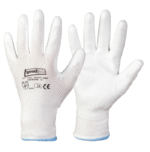 Feinstrickhandschuhe mit PU-Beschichtung weiß