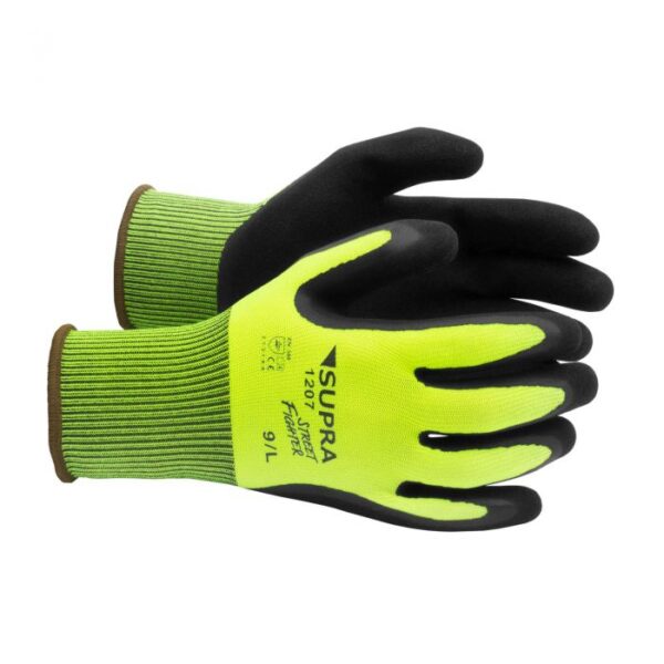 Feinstrickhandschuhe neongelb mit Latexbeschichtung