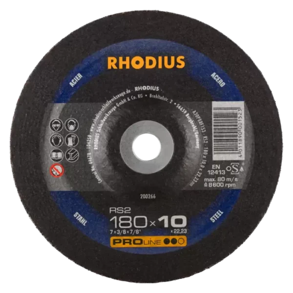 RHODIUS RS2 Schruppscheibe - Vielseitiges Werkzeug für präzises Schleifen von Stahl auf Freihand Winkelschleifern