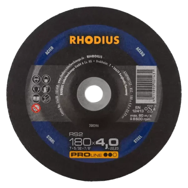 RHODIUS RS2 Schruppscheibe - Vielseitige Schruppscheibe für effizientes Schleifen von Stahl.