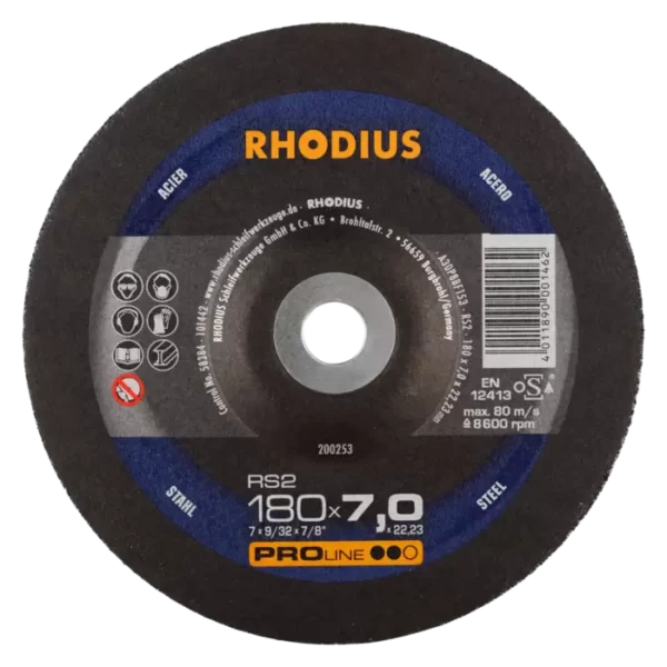 RHODIUS RS2 Schruppscheibe - Vielseitiges und effizientes Schleifen von Stahl mit hoher Zerspanungsleistung.