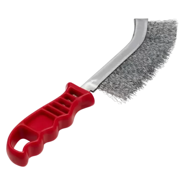 Ein Bild einer RHODIUS UHBW Handbürste - die ultimative Lösung für schonende Metallreinigung.